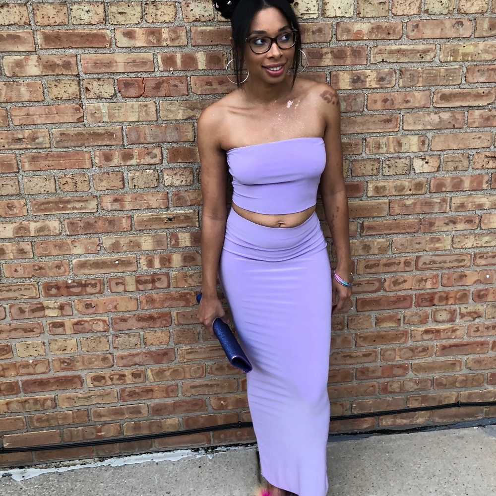 Sexy Lavender Two Piece Skirt Set